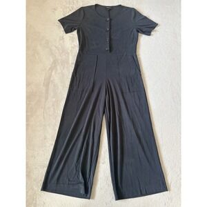 Monki Jumpsuit‎ Wide Leg Button Front Pockets Casual Black Size M